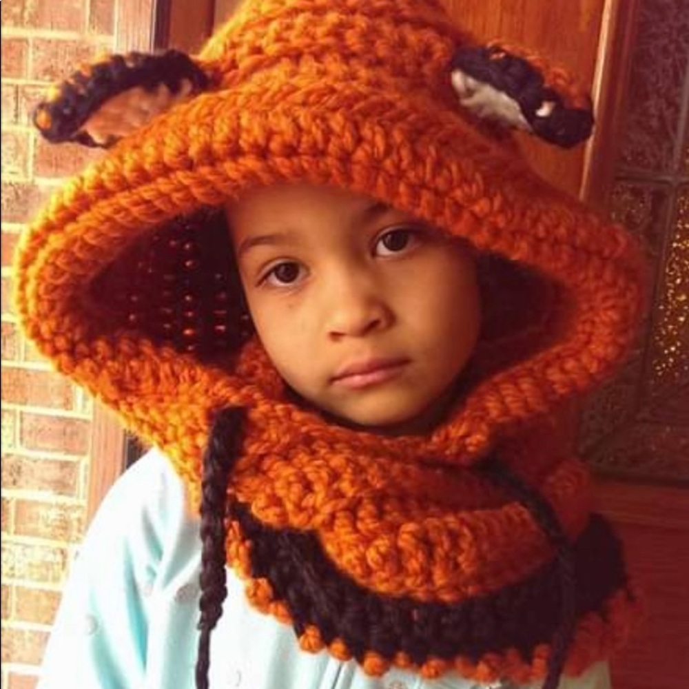 Crocheted Fox hooded cowl!